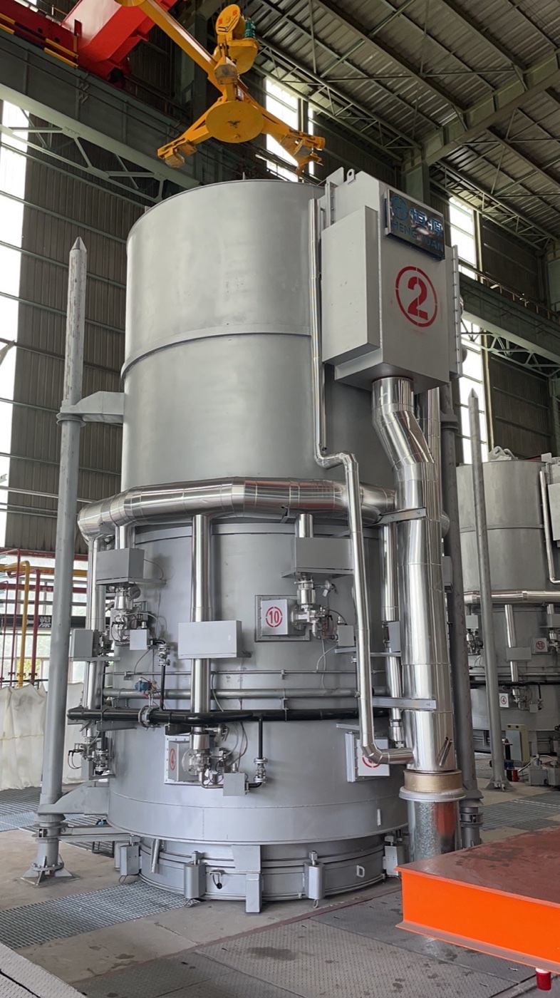 A complete Hengyuan bell-type furnace unit in the manufacturing workshop.